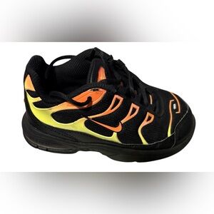 Nike Kids Black Sneakers with Orange and Yellow Accents